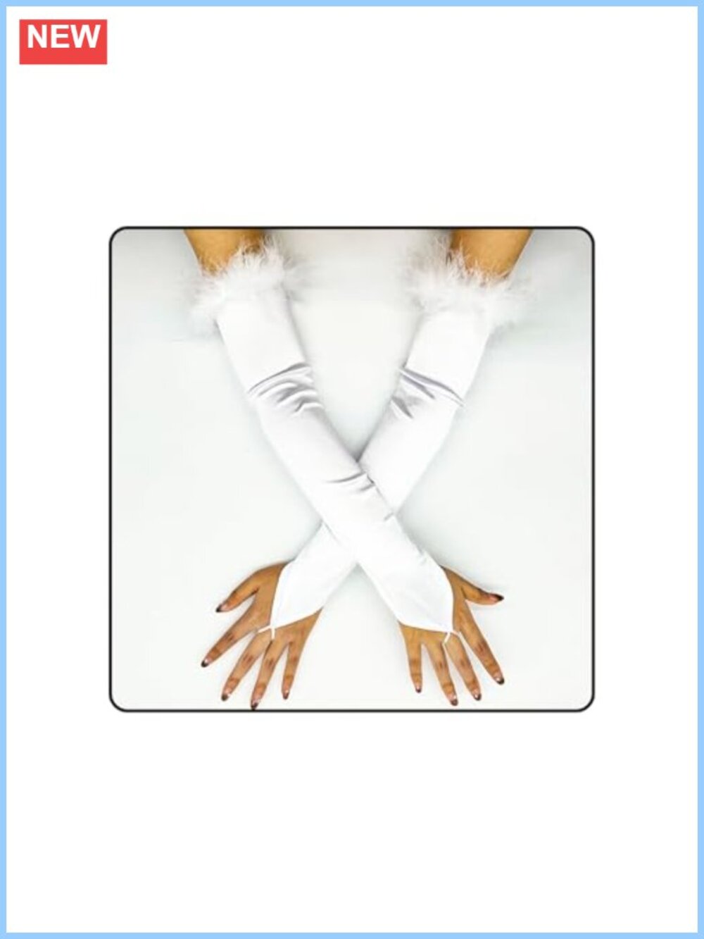 Satin Fingerless Opera Gloves Elbow Length Feather Cuffs